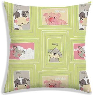 RADANYA Cartoon Polyester Green Cushion Cover ( Small , Pack of 1 )