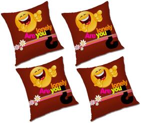 RADANYA Cartoon Polyester Orange Cushion Cover ( Extra large , Pack of 4 )