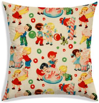 RADANYA Cartoon Polyester Cream Cushion Cover ( Extra large , Pack of 1 )