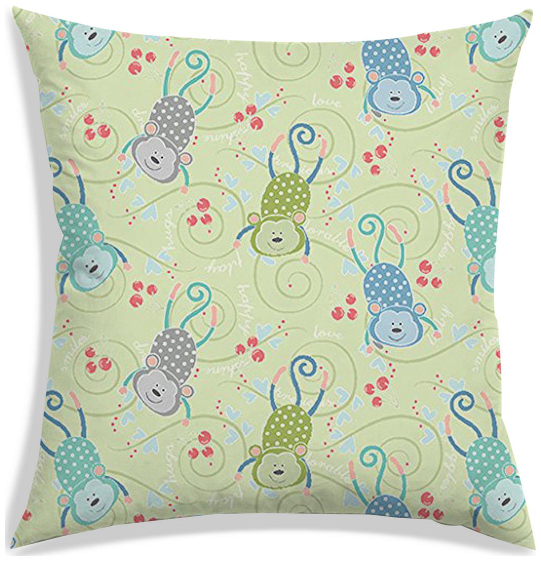 

RADANYA Cartoon Polyester Green Cushion Cover ( Small Pack of 1 )