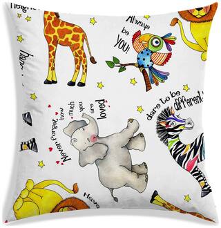 RADANYA Cartoon Polyester White Cushion Cover ( Regular , Pack of 1 )