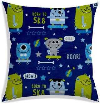 RADANYA Cartoon Polyester Blue Cushion Cover ( Extra large , Pack of 1 )