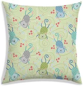 RADANYA Cartoon Polyester Green Cushion Cover ( Large , Pack of 1 )