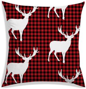 RADANYA Checkered Polyester Red Cushion Cover ( Large , Pack of 1 )