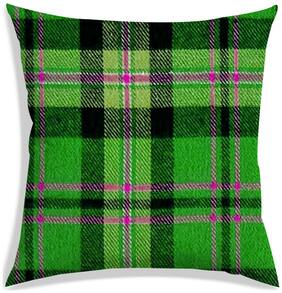 RADANYA Checkered Polyester Green Cushion Cover ( Regular , Pack of 1 )
