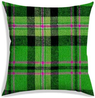 RADANYA Checkered Polyester Green Cushion Cover ( Regular , Pack of 1 )