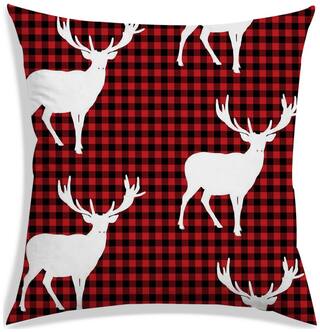 RADANYA Checkered Polyester Red Cushion Cover ( Large , Pack of 1 )