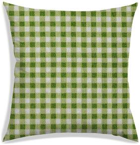 RADANYA Checkered Polyester Green Cushion Cover ( Large , Pack of 1 )