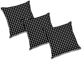 RADANYA Checkered Polyester Black Cushion Cover ( Large , Pack of 3 )