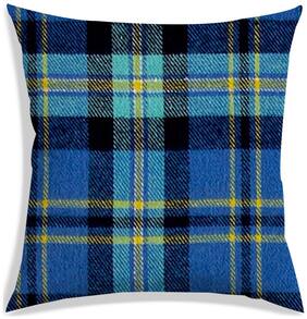 RADANYA Checkered Polyester Blue Cushion Cover ( Large , Pack of 1 )