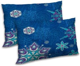 RADANYA Polyester Floral Pillow Covers ( Pack of 2 , Blue )