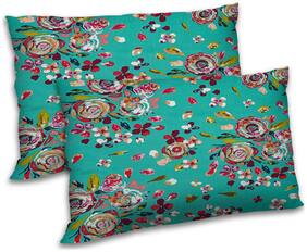 RADANYA Polyester Floral Pillow Covers ( Pack of 2 , Green )