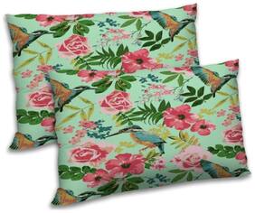 RADANYA Polyester Floral Pillow Covers ( Pack of 2 , Green )
