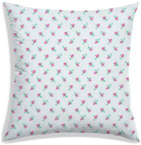 RADANYA Floral Polyester White Cushion Cover ( Large , Pack of 1 )