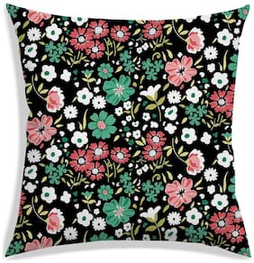 RADANYA Floral Polyester Black Cushion Cover ( Small , Pack of 1 )