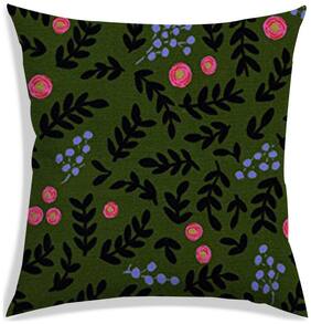 RADANYA Floral Polyester Green Cushion Cover ( Large , Pack of 1 )