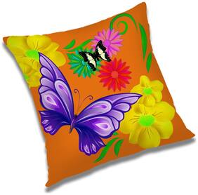 RADANYA Floral Polyester Orange Cushion Cover ( Extra large , Pack of 1 )