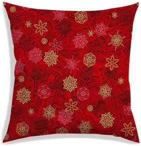 RADANYA Floral Polyester Red Cushion Cover ( Extra large , Pack of 1 )