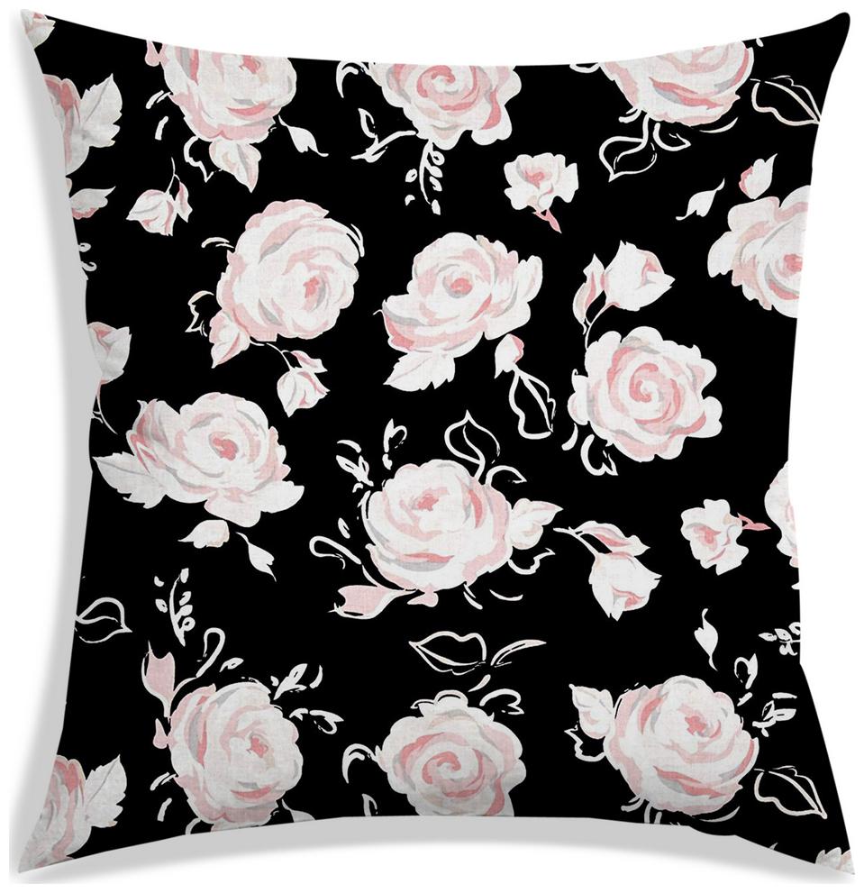 

RADANYA Floral Polyester Black Cushion Cover ( Large Pack of 1 )