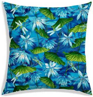 RADANYA Floral Polyester Blue Cushion Cover ( Extra large , Pack of 1 )