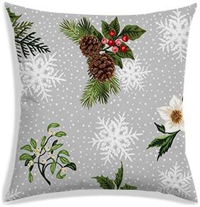 RADANYA Floral Polyester Grey Cushion Cover ( Large , Pack of 1 )