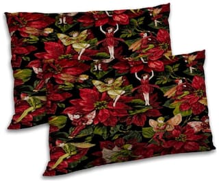 RADANYA Polyester Printed Pillow Covers ( Pack of 2 , Black )