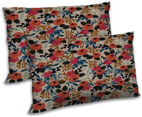 RADANYA Polyester Floral Pillow Covers ( Pack of 2 , Beige )