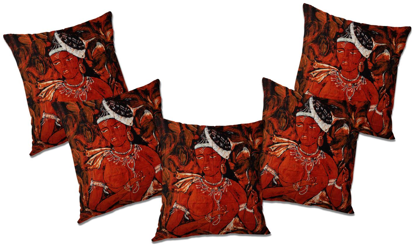 

RADANYA Floral Cushion Cover with Filler (Set of 5) 12X12 inch