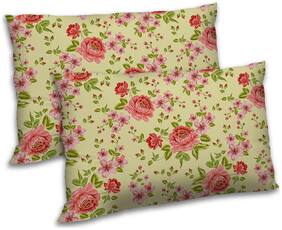 RADANYA Polyester Floral Pillow Covers ( Pack of 2 , Yellow )