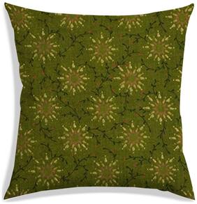 RADANYA Floral Polyester Green Cushion Cover ( Small , Pack of 1 )