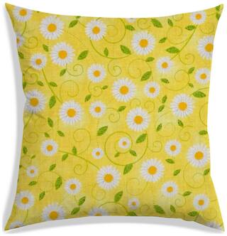 RADANYA Floral Polyester Yellow Cushion Cover ( Small , Pack of 1 )