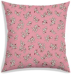 RADANYA Floral Polyester Pink Cushion Cover ( Large , Pack of 1 )