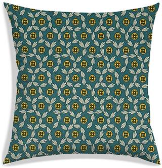 RADANYA Floral Polyester Green Cushion Cover ( Regular , Pack of 1 )