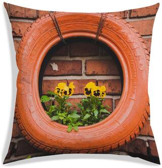 RADANYA Floral Polyester Brown Cushion Cover ( Large , Pack of 1 )