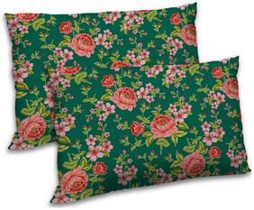RADANYA Polyester Floral Pillow Covers ( Pack of 2 , Green )