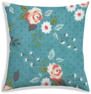 RADANYA Floral Polyester Green Cushion Cover ( Small , Pack of 1 )