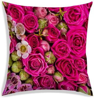 RADANYA Floral Polyester Pink Cushion Cover ( Large , Pack of 1 )