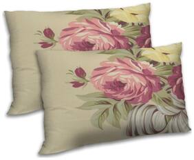 RADANYA Polyester Floral Pillow Covers ( Pack of 2 , Beige )