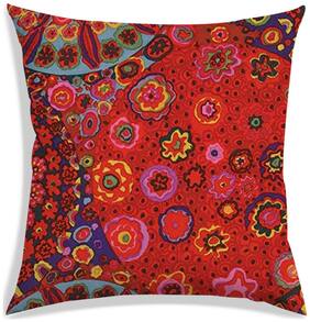 RADANYA Floral Polyester Orange Cushion Cover ( Large , Pack of 1 )