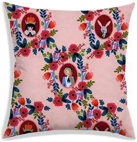 RADANYA Floral Polyester Pink Cushion Cover ( Large , Pack of 1 )