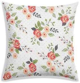 RADANYA Floral Polyester White Cushion Cover ( Large , Pack of 1 )