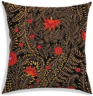 RADANYA Floral Polyester Black Cushion Cover ( Large , Pack of 1 )
