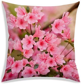 RADANYA Floral Polyester Pink Cushion Cover ( Large , Pack of 1 )