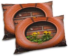 RADANYA Polyester Floral Pillow Covers ( Pack of 2 , Brown )