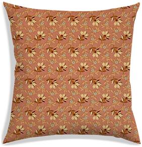 RADANYA Floral Polyester Peach Cushion Cover ( Regular , Pack of 1 )
