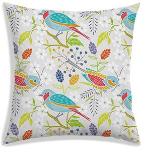 RADANYA Floral Polyester Off-white Cushion Cover ( Large , Pack of 1 )