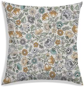 RADANYA Floral Polyester Off-white Cushion Cover ( Small , Pack of 1 )