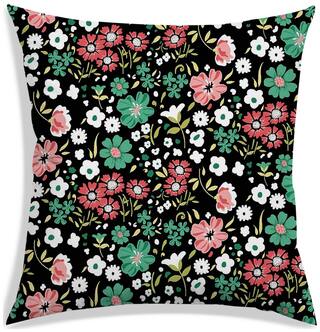 RADANYA Floral Polyester Black Cushion Cover ( Large , Pack of 1 )