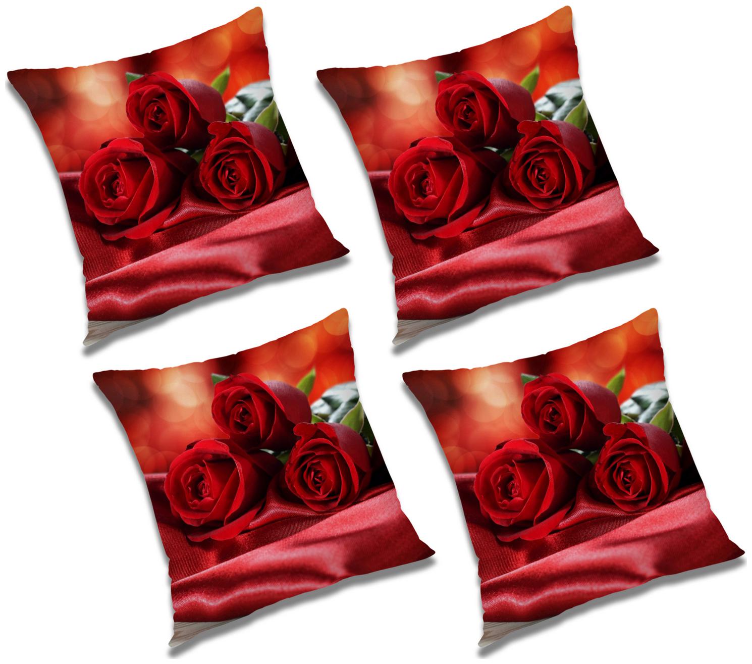 

RADANYA Floral Polyester Red Cushion Cover ( Large Pack of 4 )