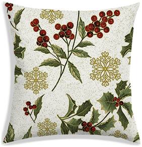 RADANYA Floral Polyester Off-white Cushion Cover ( Large , Pack of 1 )